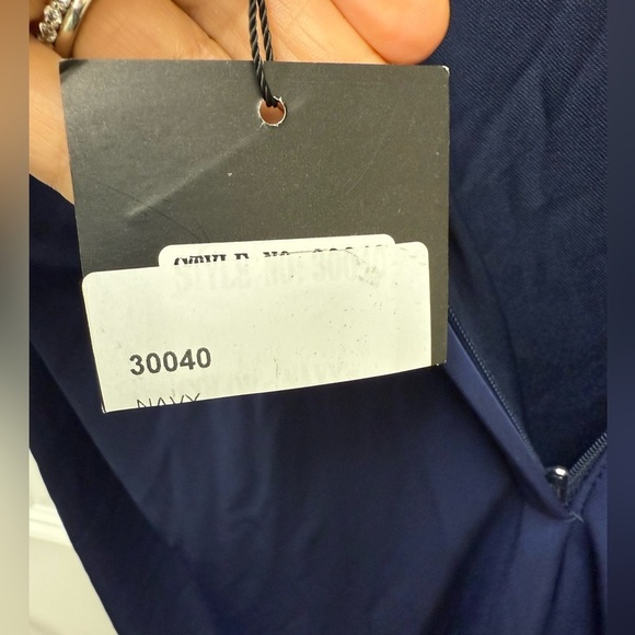 La Femme Womens size 8 Formal Dress Ruched Jersey Column Gown Navy Blue 30040 - Picture 11 of 12